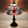 imageWERFACTORY Tiffany Lamp Blue Pink Stained Glass Table Lamp Reading Light 12X12X18 Inches Decor Bedroom Living Room Home Office S830B Series