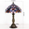imageWERFACTORY Tiffany Lamp Blue Pink Stained Glass Table Lamp Reading Light 12X12X18 Inches Decor Bedroom Living Room Home Office S830B Series