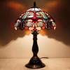 imageWERFACTORY Tiffany Lamp Blue Pink Stained Glass Table Lamp Reading Light 12X12X18 Inches Decor Bedroom Living Room Home Office S830B Series