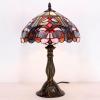 imageWERFACTORY Tiffany Lamp Blue Pink Stained Glass Table Lamp Reading Light 12X12X18 Inches Decor Bedroom Living Room Home Office S830B Series