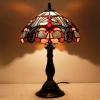 imageWERFACTORY Tiffany Lamp Blue Pink Stained Glass Table Lamp Reading Light 12X12X18 Inches Decor Bedroom Living Room Home Office S830B Series