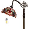 imageWERFACTORY Tiffany Floor Lamp Blue Pink Stained Glass Arched Lamp 12X18X64 Inches Gooseneck Adjustable Corner Standing Reading Light Decor Bedroom Living Room S830B Series