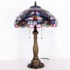 imageWERFACTORY Tiffany Lamp Blue Pink Stained Glass Bedside Table Lamp 16X16X24 Inch Desk Reading Lamp Resin Base Decoration Bedroom Living Room Home Office S830B Series