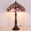 imageWERFACTORY Tiffany Lamp Blue Pink Stained Glass Bedside Table Lamp 16X16X24 Inch Desk Reading Lamp Resin Base Decoration Bedroom Living Room Home Office S830B Series