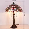 imageWERFACTORY Tiffany Lamp Blue Pink Stained Glass Bedside Table Lamp 16X16X24 Inch Desk Reading Lamp Resin Base Decoration Bedroom Living Room Home Office S830B Series