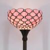 imageWERFACTORY Tiffany Floor Lamp Pink Stained Glass Pearl Bead Light 12X12X71 Inches Torchiere Standing Corner Torch Uplight Decor Bedroom Living Room Home Office S005P Series