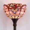 imageWERFACTORY Tiffany Floor Lamp Pink Baroque Stained Glass Light 12X12X71 Inches Pole Torchiere Standing Corner Torch Uplight Decor Bedroom Living Room Home Office S003P Series
