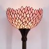 imageWERFACTORY Tiffany Floor Lamp Pink Stained Glass Wisteria Light 12X12X71 Inches Pole Torchiere Standing Corner Torch Uplight Decor Bedroom Living Room Home Office S523P Series