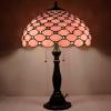 imageWERFACTORY Tiffany Table Lamp Stained Glass Bedside Lamp 16X16X24 Inches Pink Pearl Bead Desk Reading Light Resin Base Decor Bedroom Living Room Home Office S005P Series Pink Bead