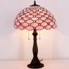imageWERFACTORY Tiffany Table Lamp Stained Glass Bedside Lamp 16X16X24 Inches Pink Pearl Bead Desk Reading Light Resin Base Decor Bedroom Living Room Home Office S005P Series Pink Bead