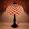 imageWERFACTORY Tiffany Table Lamp Stained Glass Bedside Lamp 16X16X24 Inches Pink Pearl Bead Desk Reading Light Resin Base Decor Bedroom Living Room Home Office S005P Series Pink Bead