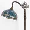 imageWERFACTORY Tiffany Style Reading Floor Lamp Sea Blue Stained Glass with Crystal Bead Dragonfly Lampshade in 64 Inch Tall Antique Arched Base for Bedroom Living Room Lighting S147 BB