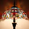 imageWERFACTORY Tiffany Floor Lamp Blue Pink Stained Glass Standing Reading Light 16X16X64 Inches Antique Pole Corner Lamp Decor Bedroom Living Room Home Office S830B Series