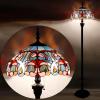 imageWERFACTORY Tiffany Floor Lamp Blue Pink Stained Glass Standing Reading Light 16X16X64 Inches Antique Pole Corner Lamp Decor Bedroom Living Room Home Office S830B Series