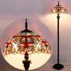 imageWERFACTORY Tiffany Floor Lamp Blue Pink Stained Glass Standing Reading Light 16X16X64 Inches Antique Pole Corner Lamp Decor Bedroom Living Room Home Office S830B Series