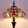 imageWERFACTORY Tiffany Floor Lamp Blue Pink Stained Glass Standing Reading Light 16X16X64 Inches Antique Pole Corner Lamp Decor Bedroom Living Room Home Office S830B Series