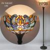 imageWERFACTORY Tiffany Floor Lamp Blue Purple Cloud Stained Glass Light 12X12X71 Inches Pole Torchiere Standing Corner Torch Uplight Decor Bedroom Living Room Home Office S558 Series Blue Purple