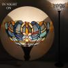 imageWERFACTORY Tiffany Floor Lamp Blue Purple Cloud Stained Glass Light 12X12X71 Inches Pole Torchiere Standing Corner Torch Uplight Decor Bedroom Living Room Home Office S558 Series Blue Purple