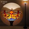 imageWERFACTORY Tiffany Floor Lamp Orange Blue Stained Glass Dragonfly Light 12X12X71 Inches Torchiere Standing Corner Torch Uplight Decor Bedroom Living Room Home Office S168 Series