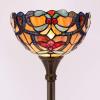 imageWERFACTORY Tiffany Floor Lamp Orange Liaison Stained Glass Light 12X12X71 Inches Pole Torchiere Standing Corner Torch Uplight Decor Bedroom Living Room Home Office S617 Series