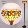 imageWERFACTORY Tiffany Floor Lamp Serenity Victorian Stained Glass Light 12X12X71 Inches Pole Torchiere Standing Corner Torch Uplight Decor Bedroom Living Room Home Office S021 Series