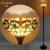 imageWERFACTORY Tiffany Floor Lamp Serenity Victorian Stained Glass Light 12X12X71 Inches Pole Torchiere Standing Corner Torch Uplight Decor Bedroom Living Room Home Office S021 Series