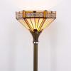 imageWERFACTORY Tiffany Floor Lamp Yellow Hexagon Stained Glass Mission Light 12X12X71 Inches Torchiere Standing Corner Torch Uplight Decor Bedroom Living Room Home Office S011 Series