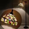 imageWERFACTORY Tiffany Floor Lamp Amber Double Birds Stained Glass Arched Lamp 12X18X64 Inches Gooseneck Adjustable Corner Standing Reading Light Decor Bedroom Living Room S805 Series