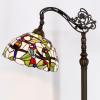 imageWERFACTORY Tiffany Floor Lamp Amber Double Birds Stained Glass Arched Lamp 12X18X64 Inches Gooseneck Adjustable Corner Standing Reading Light Decor Bedroom Living Room S805 Series