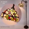 imageWERFACTORY Tiffany Floor Lamp Amber Double Birds Stained Glass Arched Lamp 12X18X64 Inches Gooseneck Adjustable Corner Standing Reading Light Decor Bedroom Living Room S805 Series