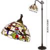 imageWERFACTORY Tiffany Floor Lamp Amber Double Birds Stained Glass Arched Lamp 12X18X64 Inches Gooseneck Adjustable Corner Standing Reading Light Decor Bedroom Living Room S805 Series