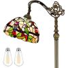 imageWERFACTORY Tiffany Floor Lamp Amber Double Birds Stained Glass Arched Lamp 12X18X64 Inches Gooseneck Adjustable Corner Standing Reading Light Decor Bedroom Living Room S805 Series