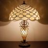imageWERFACTORY Tiffany Lamp Cream Stained Glass Crystal Pear Bead MatherDaughter Vase Table Lamp 16X16X24 Inches Desk Reading Light Decor Bedroom Living Room Home Office S005 Series