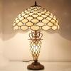 imageWERFACTORY Tiffany Lamp Cream Stained Glass Crystal Pear Bead MatherDaughter Vase Table Lamp 16X16X24 Inches Desk Reading Light Decor Bedroom Living Room Home Office S005 Series