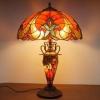 imageWERFACTORY Tiffany Lamp Red Stained Glass Liaison MatherDaughter Vase Table Lamp 16X16X24 Inch Antique Desk Reading Light Decor Bedroom Living Room Home Office S160R Series