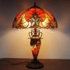 imageWERFACTORY Tiffany Lamp Red Stained Glass Liaison MatherDaughter Vase Table Lamp 16X16X24 Inch Antique Desk Reading Light Decor Bedroom Living Room Home Office S160R Series