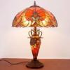 imageWERFACTORY Tiffany Lamp Red Stained Glass Liaison MatherDaughter Vase Table Lamp 16X16X24 Inch Antique Desk Reading Light Decor Bedroom Living Room Home Office S160R Series