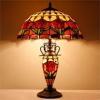 imageWERFACTORY Tiffany Lamp Red Stained Glass Tulip Flower MatherDaughter Vase Table Lamp 16X16X24 Inch Antique Desk Reading Light Decor Bedroom Living Room Home Office S030 Series