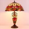 imageWERFACTORY Tiffany Lamp Red Stained Glass Tulip Flower MatherDaughter Vase Table Lamp 16X16X24 Inch Antique Desk Reading Light Decor Bedroom Living Room Home Office S030 Series