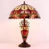 imageWERFACTORY Tiffany Lamp Red Stained Glass Tulip Flower MatherDaughter Vase Table Lamp 16X16X24 Inch Antique Desk Reading Light Decor Bedroom Living Room Home Office S030 Series