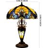 imageWERFACTORY Tiffany Lamp Yellow Stained Glass Liaison MatherDaughter Vase Table Lamp 16X16X24 Inch Antique Desk Reading Light Decor Bedroom Living Room Home Office S160E Series