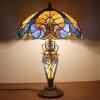 imageWERFACTORY Tiffany Lamp Yellow Stained Glass Liaison MatherDaughter Vase Table Lamp 16X16X24 Inch Antique Desk Reading Light Decor Bedroom Living Room Home Office S160E Series