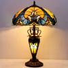 imageWERFACTORY Tiffany Lamp Yellow Stained Glass Liaison MatherDaughter Vase Table Lamp 16X16X24 Inch Antique Desk Reading Light Decor Bedroom Living Room Home Office S160E Series