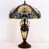 imageWERFACTORY Tiffany Lamp Yellow Stained Glass Liaison MatherDaughter Vase Table Lamp 16X16X24 Inch Antique Desk Reading Light Decor Bedroom Living Room Home Office S160E Series
