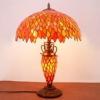 imageWERFACTORY Tiffany Style Table Lamp Red Stained Glass Wisteria MatherDaughter Vase Lamp 16X16X24 Inch Antique Desk Reading Light Decor Bedroom Living Room Home Office S523R Series