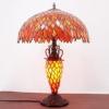 imageWERFACTORY Tiffany Style Table Lamp Red Stained Glass Wisteria MatherDaughter Vase Lamp 16X16X24 Inch Antique Desk Reading Light Decor Bedroom Living Room Home Office S523R Series