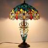 imageWERFACTORY Tiffany Table Lamp Sea Blue Yellow Stained Glass Dragonfly MatherDaughter Vase Table Lamp 16X16X24 Inches Desk Light Decor Bedroom Living Room Home Office S128 Series