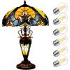 imageWERFACTORY Tiffany Lamp Yellow Stained Glass Liaison MatherDaughter Vase Table Lamp 16X16X24 Inch Antique Desk Reading Light Decor Bedroom Living Room Home Office S160E Series