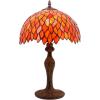 image:imageWERFACTORY Table Lamp Base Replacement Only Wide 6 Height 18 Inch Fit for 8 10 12 Inch Tiffany Style Stained Glass Lampshade Dark Bronze Finish Resin Push Switch On Cord