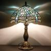 image:imageWERFACTORY Tiffany Table Lamp Base Replacement Only Metal Zinc Wide 6 Height 18 Inch Fit for 8 10 12 Inch Tiffany Style Stained Glass Lampshade Dark Bronze Finish Push Switch On Cord